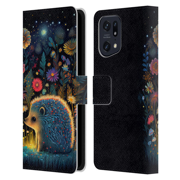 JK Stewart Graphics Little Hedgehog Leather Book Wallet Case Cover For OPPO Find X5