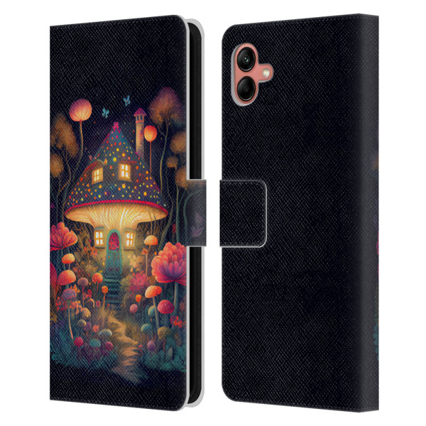 JK Stewart Graphics Mushroom Cottage Night Garden Leather Book Wallet Case Cover For Samsung Galaxy A04 (2022)