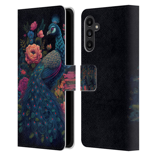 JK Stewart Graphics Peacock In Night Garden Leather Book Wallet Case Cover For Samsung Galaxy A13 5G (2021)