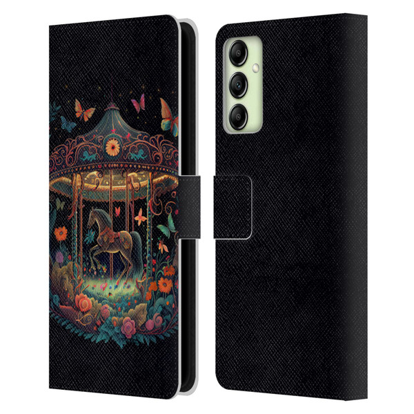 JK Stewart Graphics Carousel Dark Knight Garden Leather Book Wallet Case Cover For Samsung Galaxy A14 5G