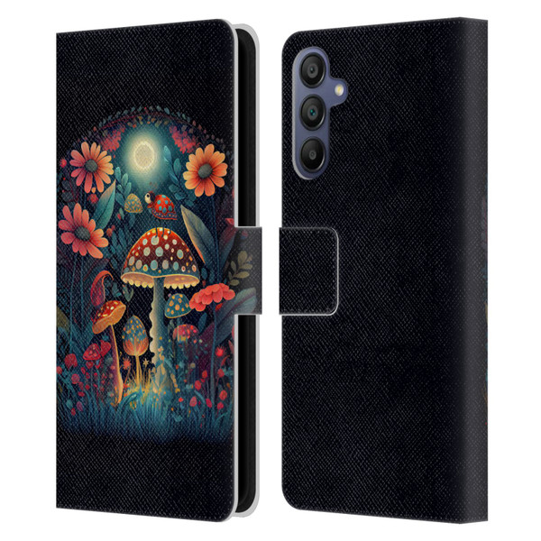 JK Stewart Graphics Ladybug On Mushroom Leather Book Wallet Case Cover For Samsung Galaxy A15