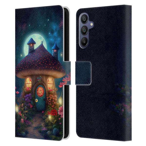JK Stewart Graphics Mushroom House Leather Book Wallet Case Cover For Samsung Galaxy A15