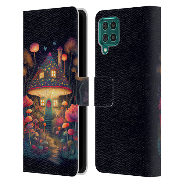 JK Stewart Graphics Mushroom Cottage Night Garden Leather Book Wallet Case Cover For Samsung Galaxy F62 (2021)