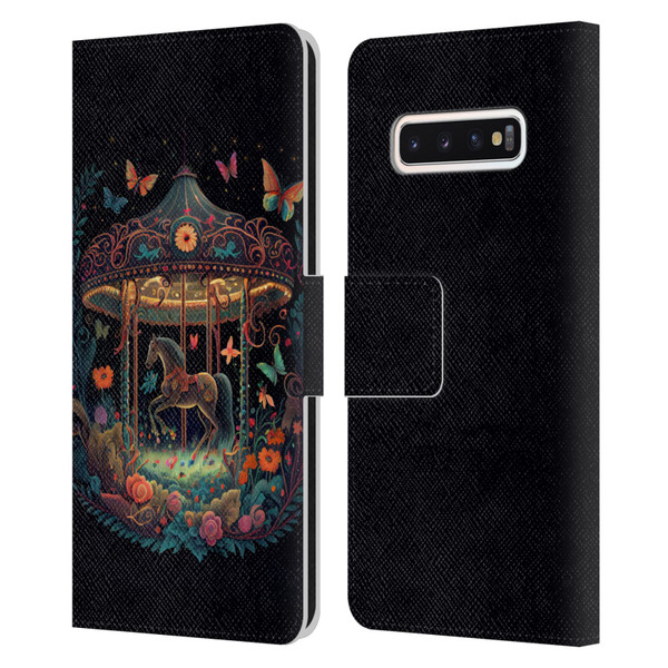 JK Stewart Graphics Carousel Dark Knight Garden Leather Book Wallet Case Cover For Samsung Galaxy S10