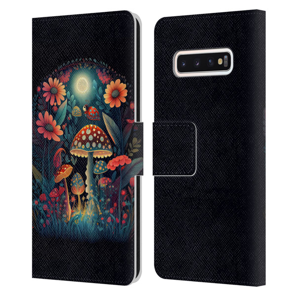 JK Stewart Graphics Ladybug On Mushroom Leather Book Wallet Case Cover For Samsung Galaxy S10