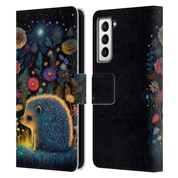 JK Stewart Graphics Little Hedgehog Leather Book Wallet Case Cover For Samsung Galaxy S21 5G