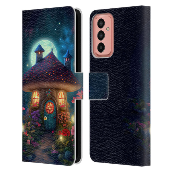 JK Stewart Graphics Mushroom House Leather Book Wallet Case Cover For Samsung Galaxy M13 (2022)