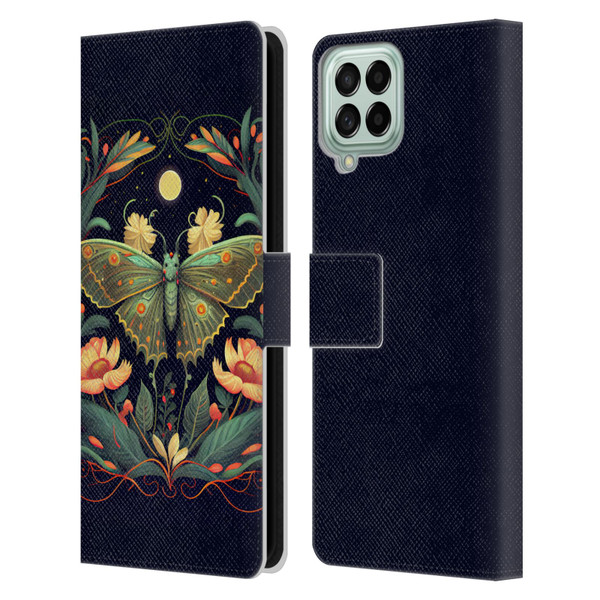 JK Stewart Graphics Lunar Moth Night Garden Leather Book Wallet Case Cover For Samsung Galaxy M53 (2022)