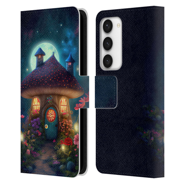 JK Stewart Graphics Mushroom House Leather Book Wallet Case Cover For Samsung Galaxy S23 5G