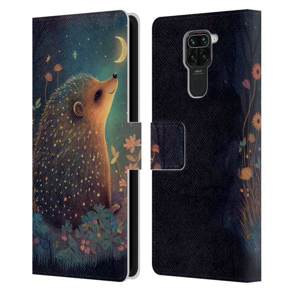 JK Stewart Graphics Hedgehog Looking Up At Stars Leather Book Wallet Case Cover For Xiaomi Redmi Note 9 / Redmi 10X 4G