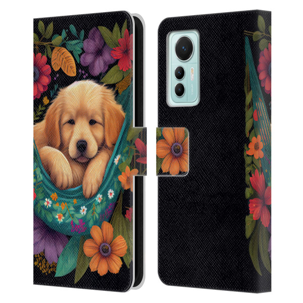 JK Stewart Graphics Golden Retriever In Hammock Leather Book Wallet Case Cover For Xiaomi 12 Lite