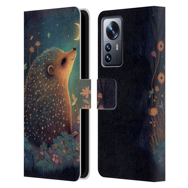 JK Stewart Graphics Hedgehog Looking Up At Stars Leather Book Wallet Case Cover For Xiaomi 12 Pro