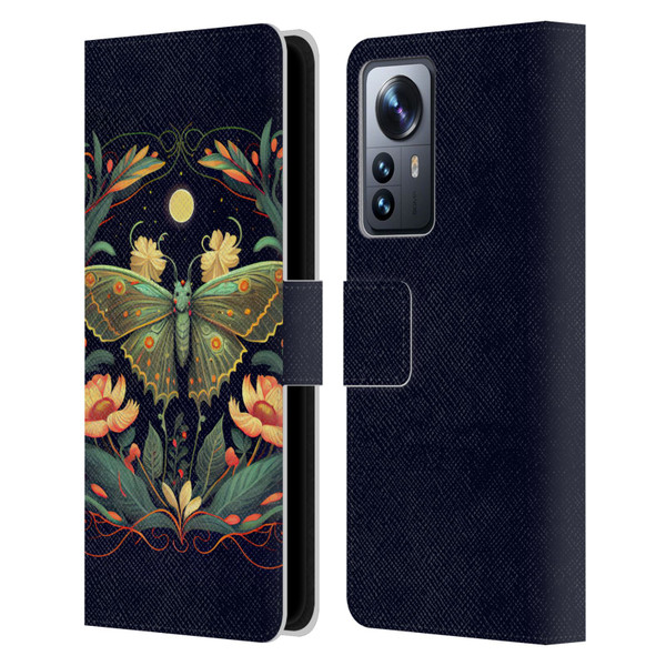 JK Stewart Graphics Lunar Moth Night Garden Leather Book Wallet Case Cover For Xiaomi 12 Pro