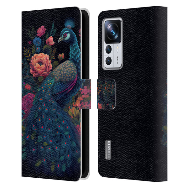 JK Stewart Graphics Peacock In Night Garden Leather Book Wallet Case Cover For Xiaomi 12T Pro