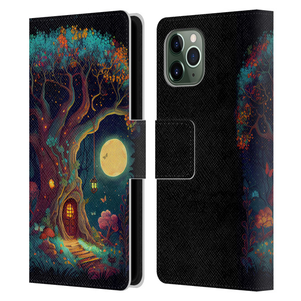 JK Stewart Key Art Tree With Small Door In Trunk Leather Book Wallet Case Cover For Apple iPhone 11 Pro