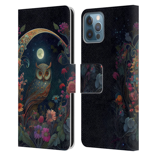 JK Stewart Key Art Owl Leather Book Wallet Case Cover For Apple iPhone 12 / iPhone 12 Pro