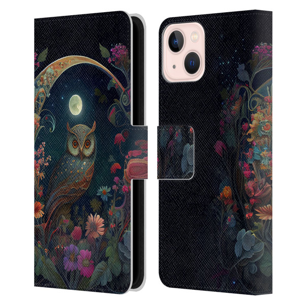 JK Stewart Key Art Owl Leather Book Wallet Case Cover For Apple iPhone 13