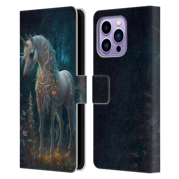 JK Stewart Key Art Unicorn Leather Book Wallet Case Cover For Apple iPhone 14 Pro Max