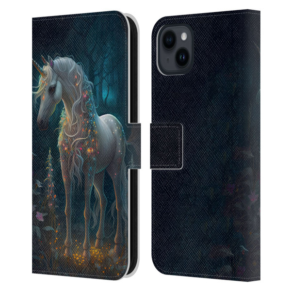 JK Stewart Key Art Unicorn Leather Book Wallet Case Cover For Apple iPhone 15 Plus