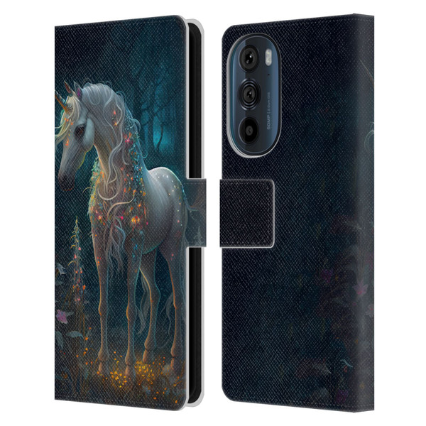 JK Stewart Key Art Unicorn Leather Book Wallet Case Cover For Motorola Edge 30