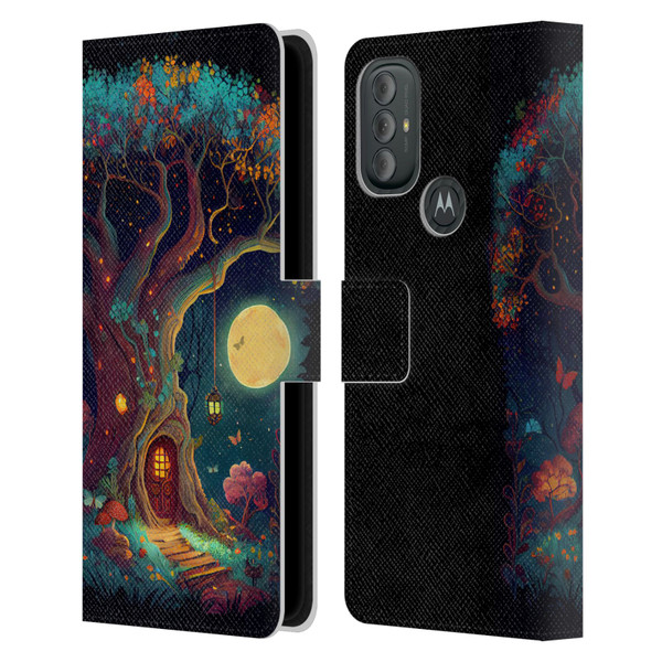 JK Stewart Key Art Tree With Small Door In Trunk Leather Book Wallet Case Cover For Motorola Moto G10 / Moto G20 / Moto G30