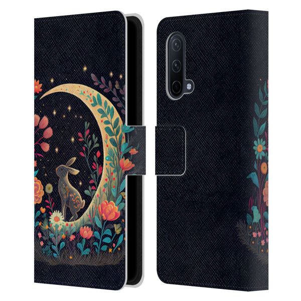 JK Stewart Key Art Rabbit On Crescent Moon Leather Book Wallet Case Cover For OnePlus Nord CE 5G