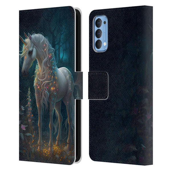 JK Stewart Key Art Unicorn Leather Book Wallet Case Cover For OPPO Reno 4 5G