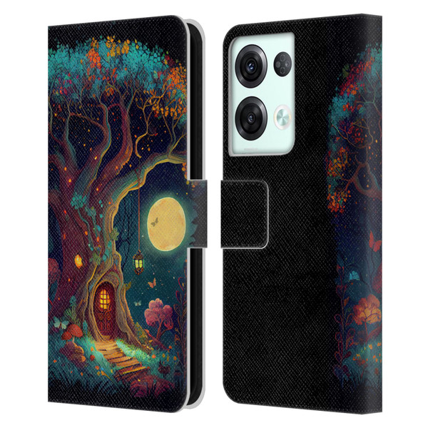 JK Stewart Key Art Tree With Small Door In Trunk Leather Book Wallet Case Cover For OPPO Reno8 Pro