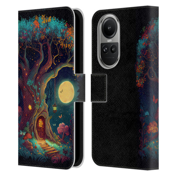 JK Stewart Key Art Tree With Small Door In Trunk Leather Book Wallet Case Cover For OPPO Reno10 5G / Reno10 Pro 5G