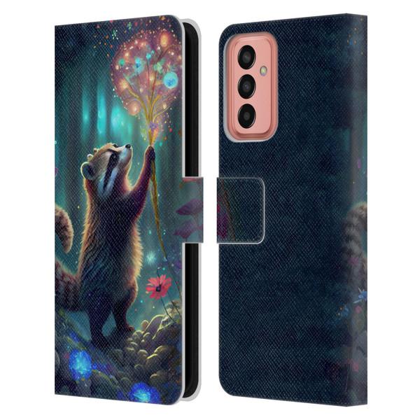 JK Stewart Key Art Raccoon Leather Book Wallet Case Cover For Samsung Galaxy M13 (2022)