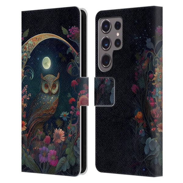 JK Stewart Key Art Owl Leather Book Wallet Case Cover For Samsung Galaxy S24 Ultra 5G