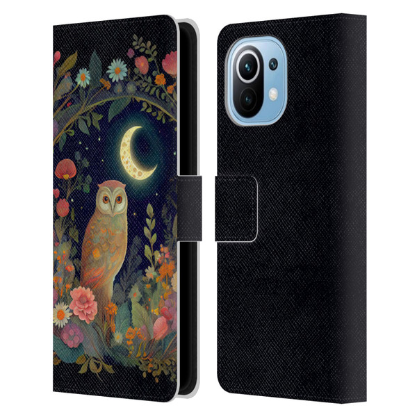 JK Stewart Key Art Owl Crescent Moon Night Garden Leather Book Wallet Case Cover For Xiaomi Mi 11