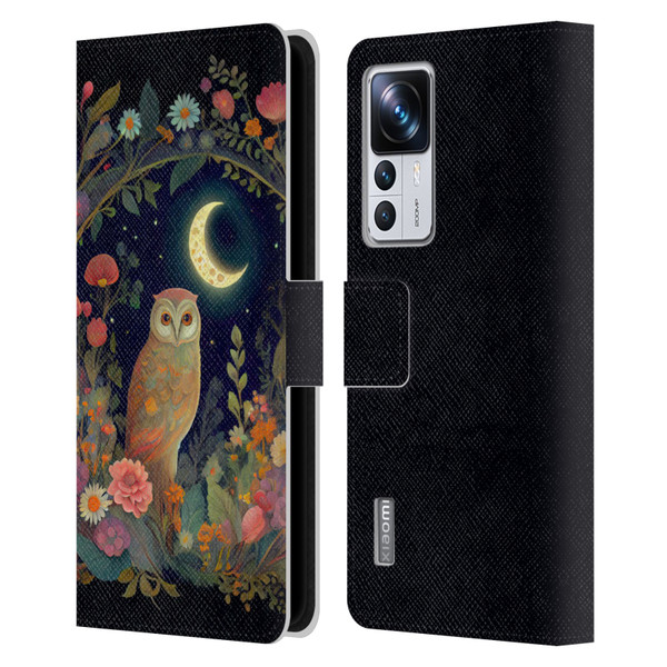 JK Stewart Key Art Owl Crescent Moon Night Garden Leather Book Wallet Case Cover For Xiaomi 12T Pro