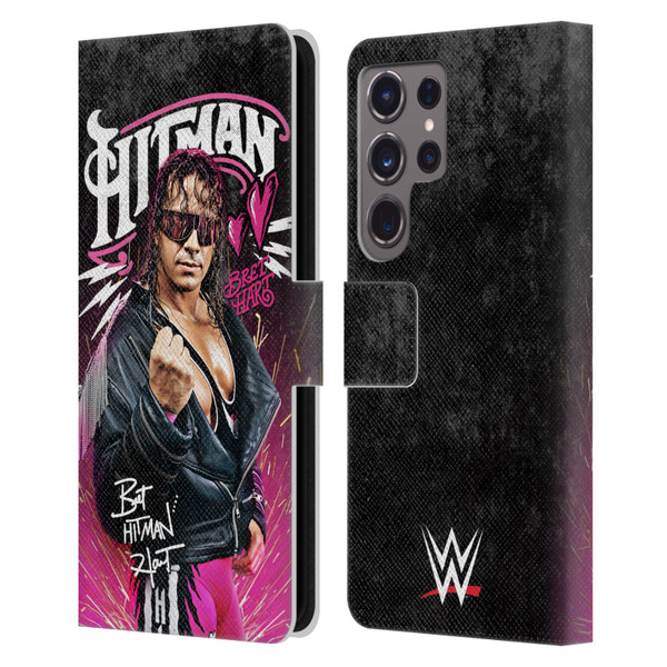 WWE Bret Hart Hitman Graphics Leather Book Wallet Case Cover For Samsung Galaxy S24 Ultra 5G