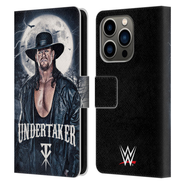 WWE The Undertaker Portrait Leather Book Wallet Case Cover For Apple iPhone 14 Pro