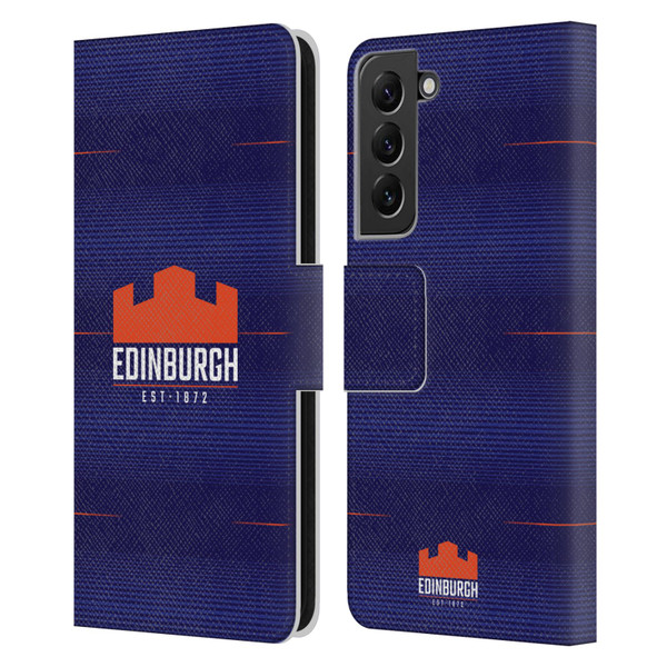 Edinburgh Rugby 2023/24 Crest Kit Home Leather Book Wallet Case Cover For Samsung Galaxy S22+ 5G
