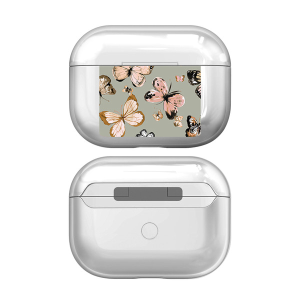 Ninola Assorted Butterflies Gold Green Clear Hard Crystal Cover Case for Apple AirPods Pro 2 Charging Case