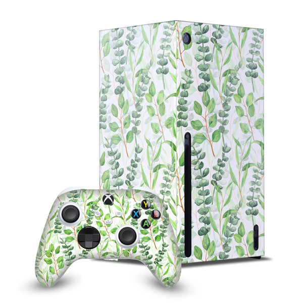 Katerina Kirilova Patterns Eucalyptus Mix Game Console Wrap and Game Controller Skin Bundle for Microsoft Series X Console & Controller