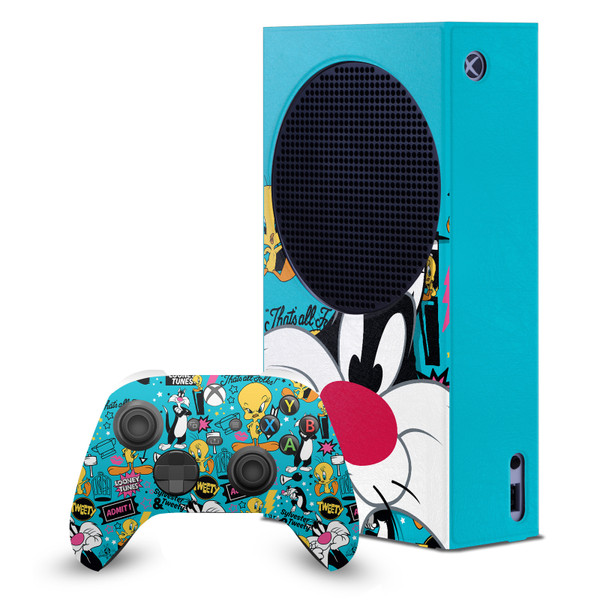 Looney Tunes Graphics and Characters Sylvester The Cat Game Console Wrap and Game Controller Skin Bundle for Microsoft Series S Console & Controller