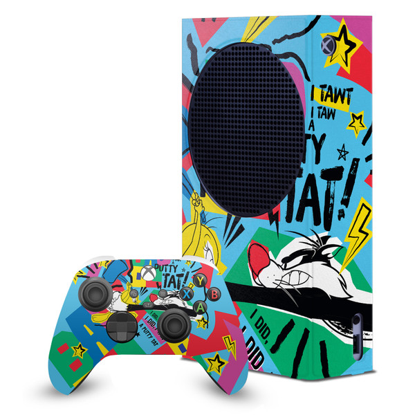 Looney Tunes Graphics and Characters Tweety And Sylvester Game Console Wrap and Game Controller Skin Bundle for Microsoft Series S Console & Controller