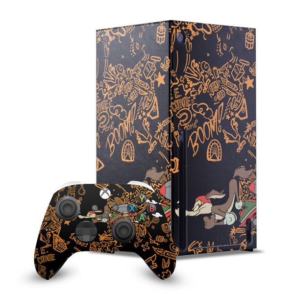 Looney Tunes Graphics and Characters Wile E. Coyote Game Console Wrap and Game Controller Skin Bundle for Microsoft Series X Console & Controller