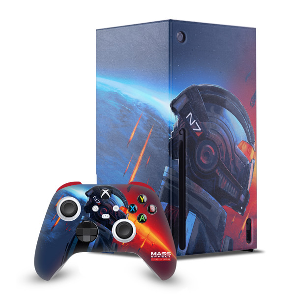 EA Bioware Mass Effect Legendary Graphics N7 Armor Game Console Wrap and Game Controller Skin Bundle for Microsoft Series X Console & Controller