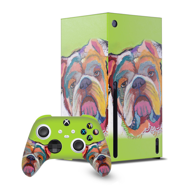 Michel Keck Art Mix Bulldog Game Console Wrap and Game Controller Skin Bundle for Microsoft Series X Console & Controller