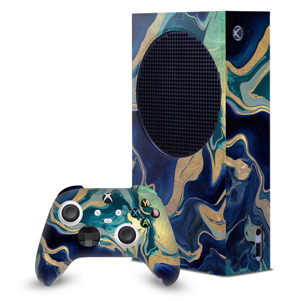 Monika Strigel Art Mix Indigo Game Console Wrap and Game Controller Skin Bundle for Microsoft Series S Console & Controller