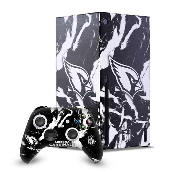 NFL Arizona Cardinals Marble Game Console Wrap and Game Controller Skin Bundle for Microsoft Series X Console & Controller