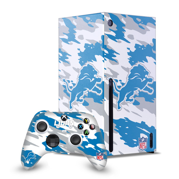 NFL Detroit Lions Camou Game Console Wrap and Game Controller Skin Bundle for Microsoft Series X Console & Controller