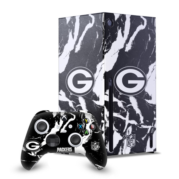 NFL Green Bay Packers Marble Game Console Wrap and Game Controller Skin Bundle for Microsoft Series X Console & Controller