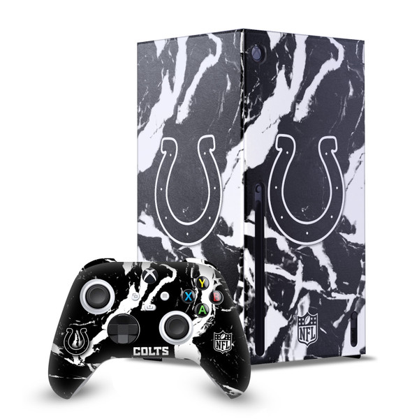NFL Indianapolis Colts Marble Game Console Wrap and Game Controller Skin Bundle for Microsoft Series X Console & Controller