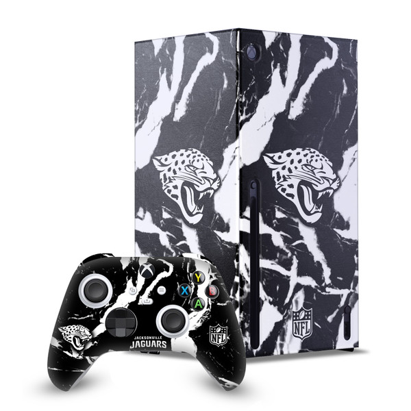NFL Jacksonville Jaguars Marble Game Console Wrap and Game Controller Skin Bundle for Microsoft Series X Console & Controller