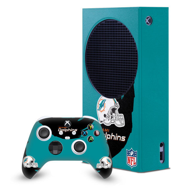 NFL Miami Dolphins Sweep Stroke Game Console Wrap and Game Controller Skin Bundle for Microsoft Series S Console & Controller